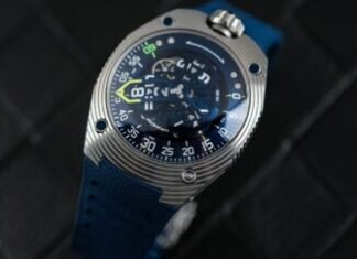 Review – The Urwerk UR-150 Blue Scorpion, Streamlined,
Redefined, Still with the Same Bite