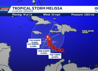 Tropical Storm Melissa forms in Caribbean, NHC says