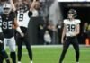 Jacksonville’s Cam Little, right, watches his NFL record-longest 68 yard field goal go through the uprights while teammate Logan Cooke celebrates