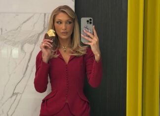 Bella Hadid Returns To Her Office Siren Roots