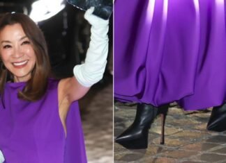 Michelle Yeoh Continues Her Platform Run in Amina Muaddi Boots Outside the Paris Opera