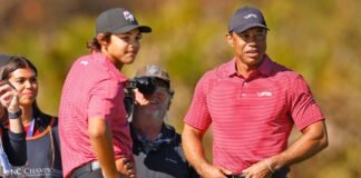 Tiger Woods watches Charlie Woods win state championship