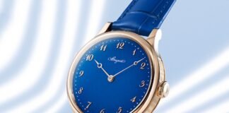 Breguet Classique Répétition Minutes 7365 in Breguet gold
and Bleu de France enamel