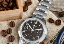 Hanhart 417 ES Mocha Flyback Date: flat bezel, flyback
function, 200 pieces