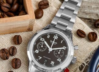 Hanhart 417 ES Mocha Flyback Date: flat bezel, flyback
function, 200 pieces