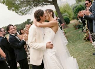 The Bride Wore an Art Deco-Inspired Dress to Marry in a 17th-Century Provence Village