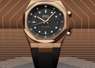 Introducing – Mido’s Multifort 8 Two Crowns in Rose Gold PVD
and Black