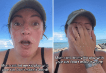 Mom watches toddler approach family on beach, left furious by how they act