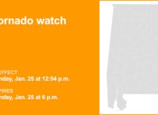 Update: Tornado watch affecting Barbour and Russell counties until Sunday evening