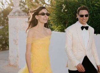 The Bride Wore an Archival Ralph Lauren Dress—in Bright Yellow—for Her Menorca Wedding