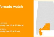 Tornado watch issued for South Alabama until Sunday evening