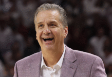 Arkansas’ John Calipari watches 5-star SG Jordan Smith Jr. Thursday night