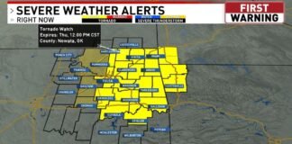 Tornado watch issued for several northeastern Oklahoma counties until noon