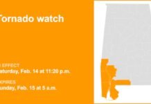 Tornado watch issued for Southwest Alabama until early Sunday morning
