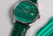 Perrelet introduces the Weekend Malachite with a natural
hard-stone dial