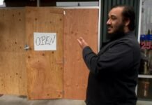 Restaurant owner tries to stop car thief, watches suspect crash into his business