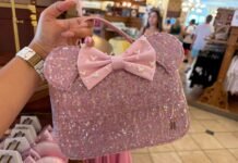 Pink Sequined Minnie Loungefly Handbag at Walt Disney World