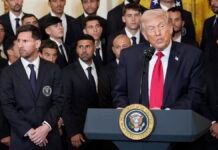 Awkward Lionel Messi watches on as Trump mentions Cristiano Ronaldo and ‘destroying Iran’s missiles’ in Inter Miami White House ceremony