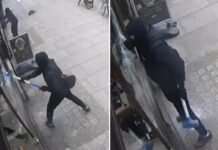 Wild video shows masked robbers smashing jewelry store window with sledgehammer in $130K spree