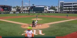 The maniac watches as the Canes clinch the series victory for the second straight day with a 15-5 win by the 10-run rule.