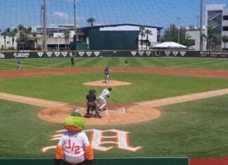 The maniac watches as the Canes clinch the series victory for the second straight day with a 15-5 win by the 10-run rule.