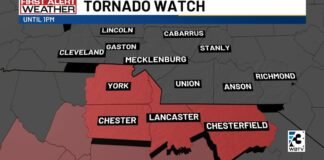 Tornado watch issued for several South Carolina counties amid rain, storms