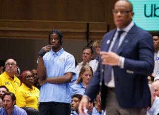 Caleb Wilson watches from sideline as No. 17 North Carolina loses at No. 1 Duke