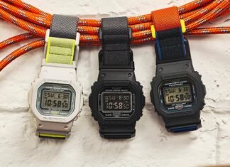 Casio’s new DW-5600 watches add a magnetic buckle and cloth strap