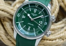 First Look – Revisiting the Longines Legend Diver, with the
new Green-on-Green Rubber Edition