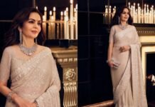 Nita Ambani dazzles in Abu Jani-Sandeep Khosla custom georgette sari, rare emerald-cut jewellery steals spotlight