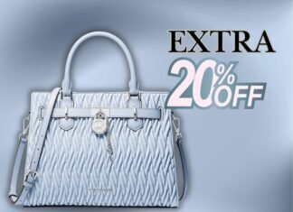 Michael Kors Outlet has this $458 sky blue satchel on sale for $159 and it’s perfect for spring