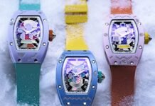 Richard Mille concludes the RM 07-01 Coloured Ceramics
series with gem-set editions