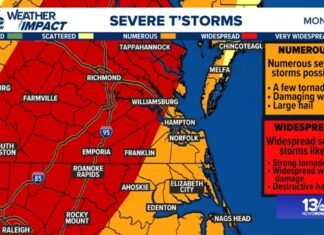LIVE UPDATES | Severe storms bring tornado threat to Hampton Roads on Monday
