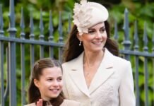 Princess Kate makes her Easter entrance in heavenly Self-Portrait dress