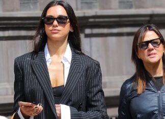 Dua Lipa looks effortlessly stylish as she totes £8,000 Louis Vuitton handbag while stepping out with lookalike mum Anesa in NYC