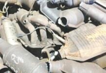 Catalytic converter stolen from pickup at Arnold tire and repair shop