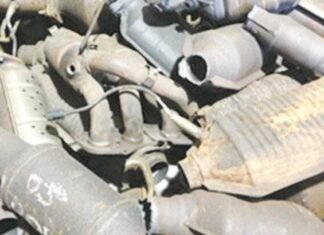 Catalytic converter stolen from pickup at Arnold tire and repair shop