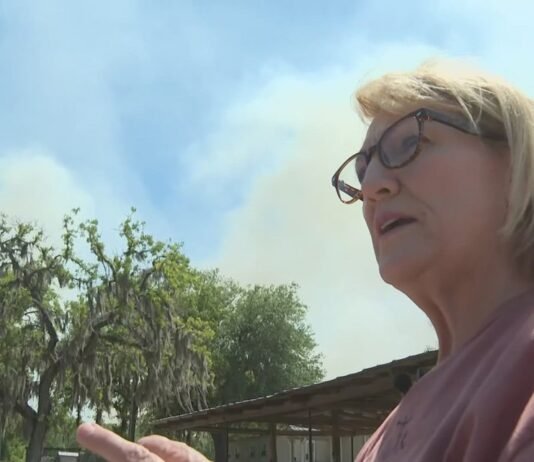 Clay County woman watches as wildfire smoke approaches home