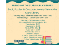 Friends of Clark Public Library Holding Book, Puzzle, Jewelry Sale on May 2