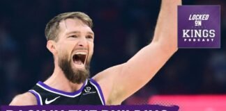 Injured Domantas Sabonis drops by Golden 1 Center, watches Max Raynaud STAR in a Kings win