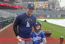 Young fan watches workout in the downpour, gets rewarded by Ohtani himself