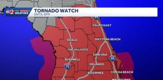 Tornado watch issued for Central Florida as front moves in on Saturday afternoon