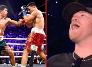 Canelo watches on as Jaime Munguia wins his old world title