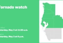 Tornado watch issued for Central West Florida until Saturday evening