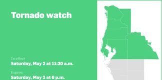 Tornado watch issued for Central West Florida until Saturday evening