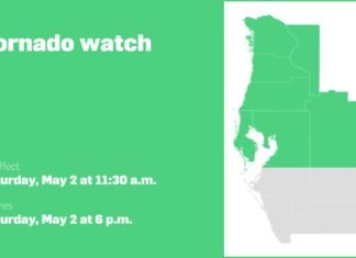 Tornado watch issued for Central West Florida until Saturday evening