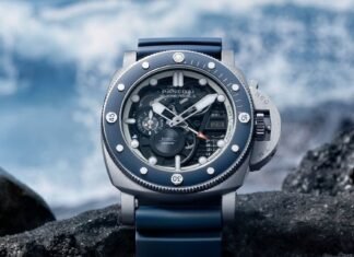 Panerai unveils Submersible GMT PAM01495 in DMLS titanium
with skeletonised calibre