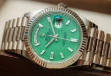 Rolex’s New Day-Date 40 Men’s Jewelry Watch Hands-On: Diamonds, Green Aventurine, & Jubilee Gold