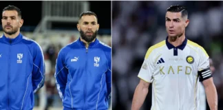 Cristiano Ronaldo watches closely as Karim Benzema’s Al-Hilal teammate Theo Hernandez suffers injury scare …