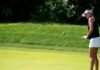 Lexi Thompson, of Delray Beach, Florida, watches her putt during the LPGA Kroger Queen City Championship fourth round at